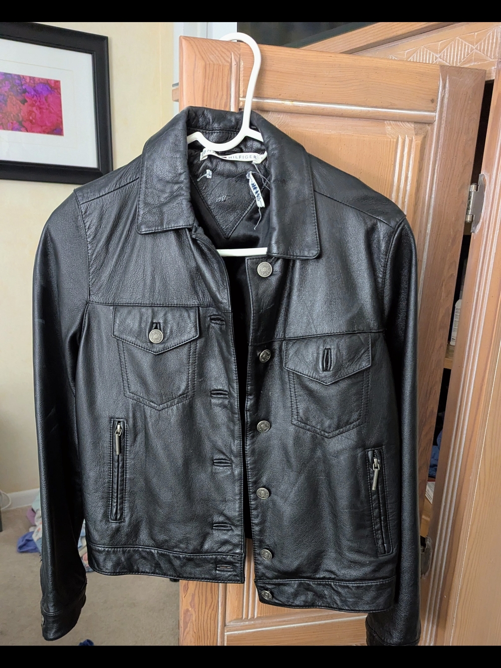 Vintage Women's Vintage Tommy Hill figure Leather Jacket